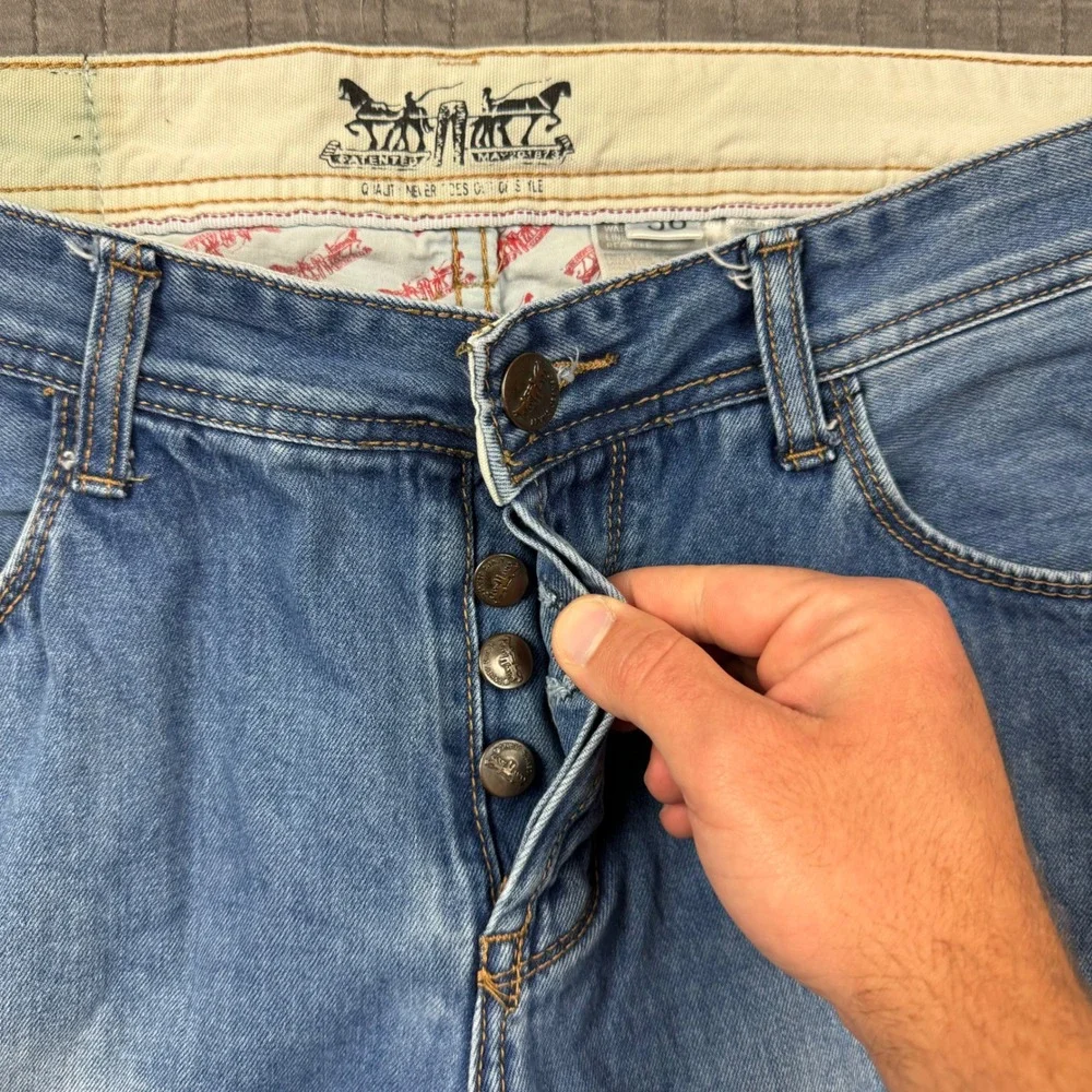 Levi's 504 Jeans Men 36 (34x29) Straight Stretch‎ Medium Wash Denim Button Fly